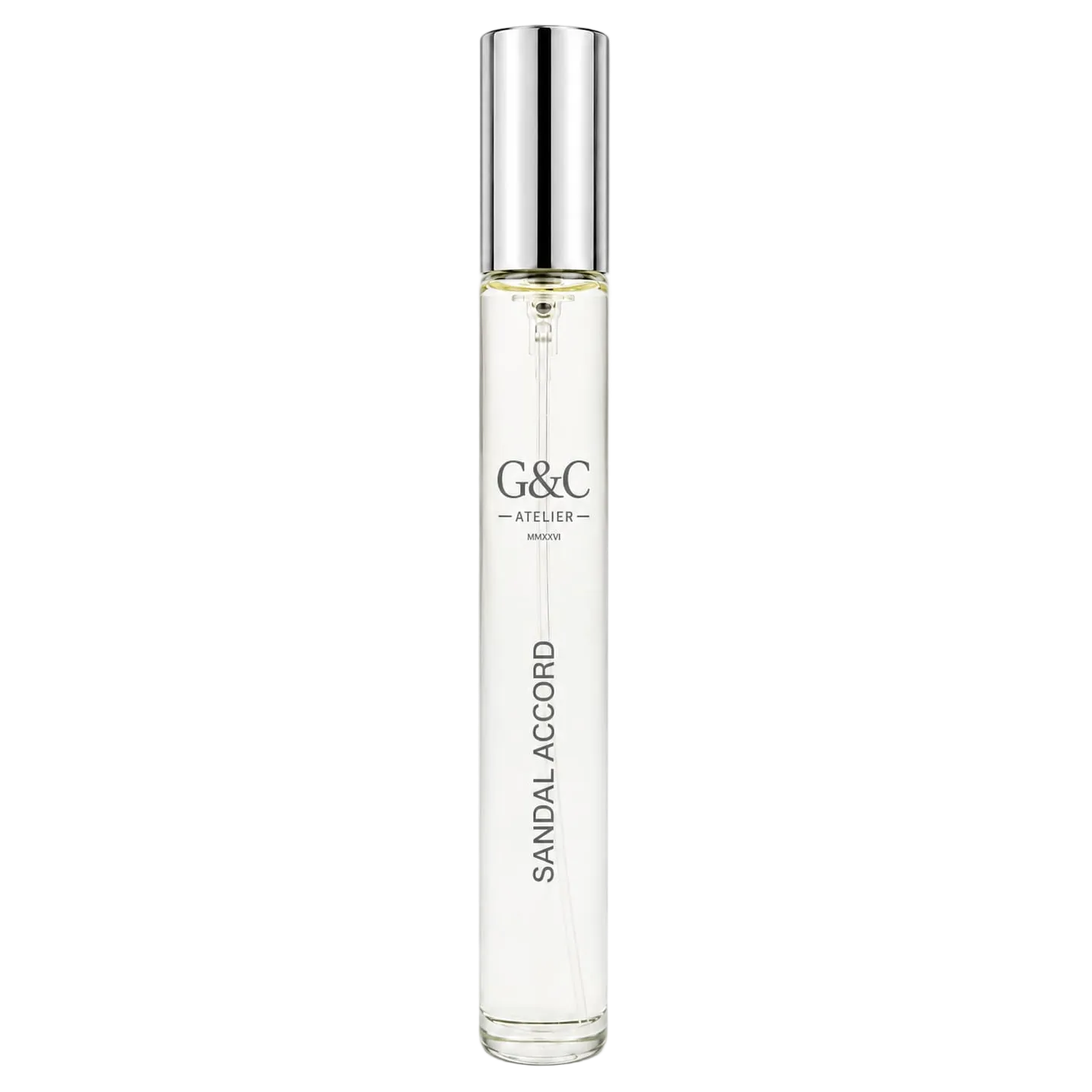 Sandal Accord fragrance on a transparent background